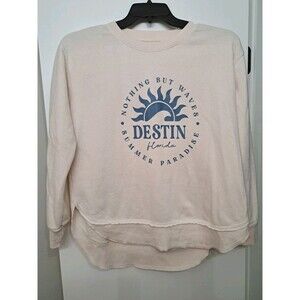 Ocean Drive Ivory Pullover Tunic Sweatshirt Destin Florida Size M Beach Vacation